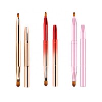 Custom Logo Double head Retractable Eye shadow Lip Makeup Brush Sialia Professional Cosmetic Single Cosmetic Brush